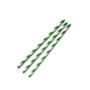 6x200mm Paper Straw - Green Stripe