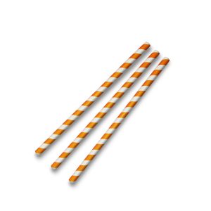 8x200mm Paper Straw - Orange Stripe